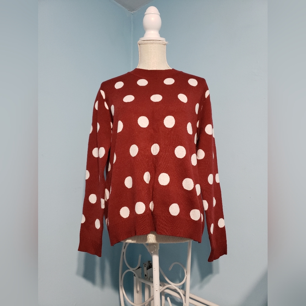 Polka dot Crew Neck Sweater